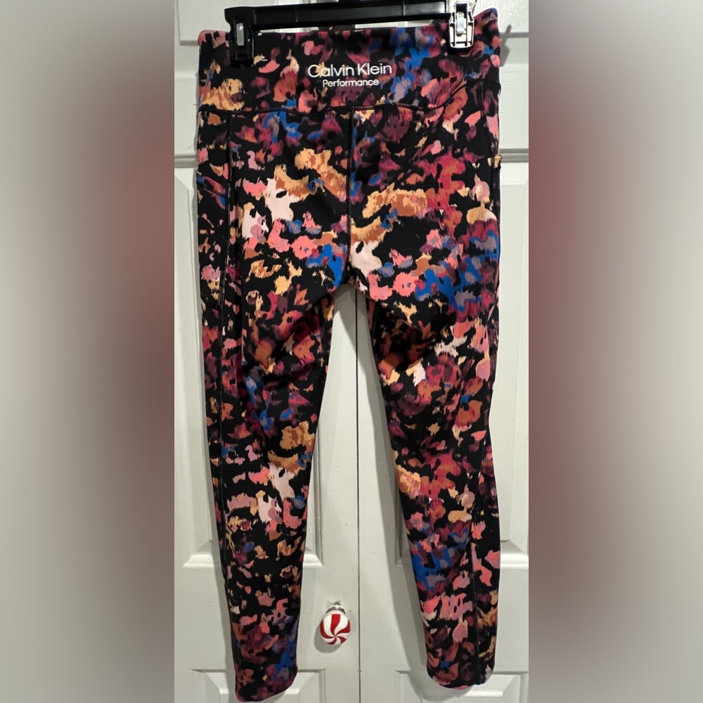Calvin Klein Multicolor Abstract Leggings w Side Slip-In Pockets